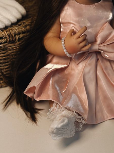 Лялька Реборн Reborn Doll 55 см, вініл-силіконова лялька дівчинка у в бежевому платтячку з повязкою DO-19 фото