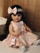 Лялька Реборн Reborn Doll 55 см, вініл-силіконова лялька дівчинка у в бежевому платтячку з повязкою DO-19 фото 3