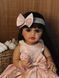 Лялька Реборн Reborn Doll 55 см, вініл-силіконова лялька дівчинка у в бежевому платтячку з повязкою DO-19 фото 5