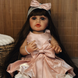 Лялька Реборн Reborn Doll 55 см, вініл-силіконова лялька дівчинка у в бежевому платтячку з повязкою DO-19 фото 1