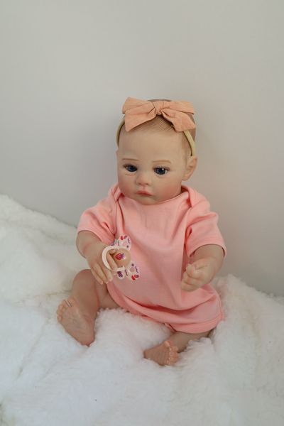 Лялька Реборн Reborn Doll 50 см, реалістична вініл-силіконова дівчинка пупс в рожевому одязі+аксесуари DO-34 фото
