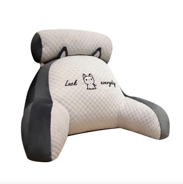 М'яка подушка-спинка для читання Luck everyday 60х40 з додатковою зйомною подушкою, темно-білий PI-13 фото